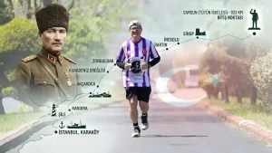 Atatürk sevdalısı diş hekimi Fedai Kürtül, Ulu Önder'in izinde İstanbul'dan Samsun'a koştu