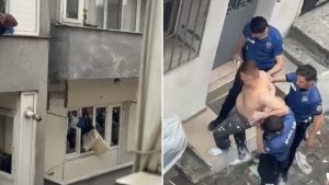 Kağıthane'de panik anları: Sinir krizi geçirdi, evin camlarını kırıp eşyaları sokağa attı