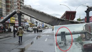 Ankara'da feci kaza: Kamyon üst geçide çarptı
