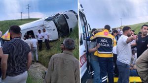 Diyarbakır-Silvan kara yolunda minibüs devrildi: Yaralılar var
