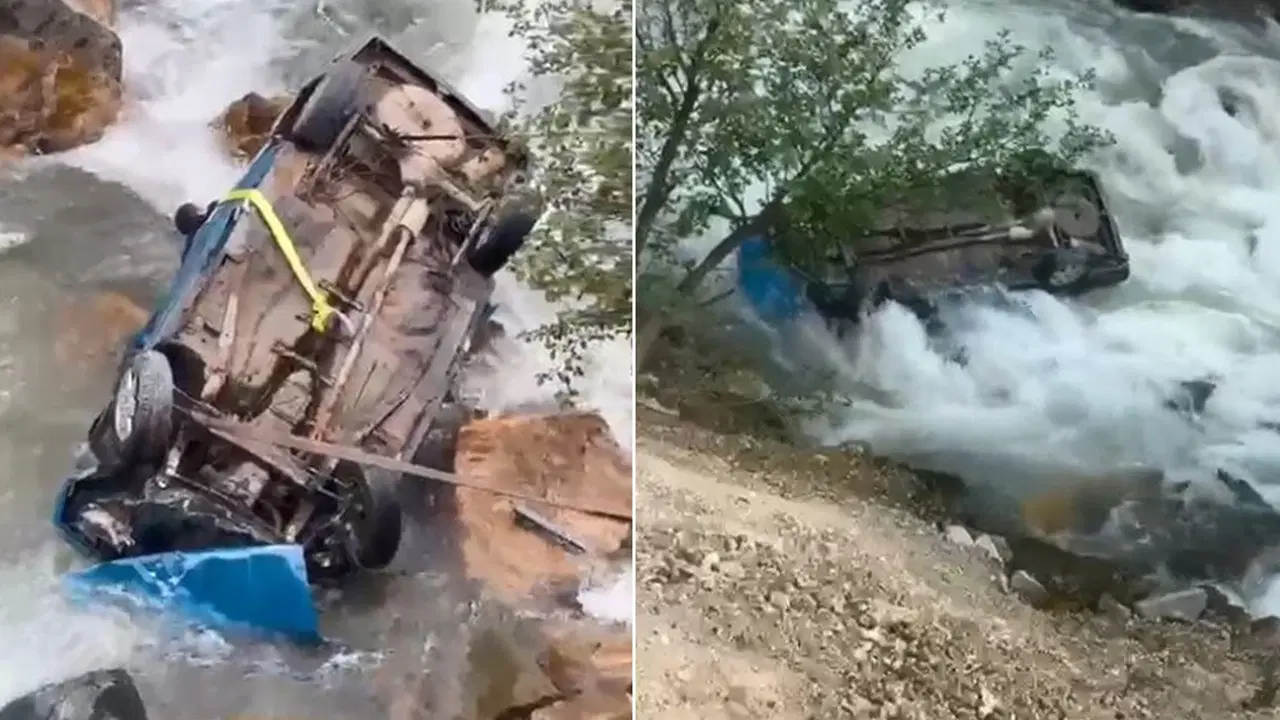 Otomobil dereye düştü: Feci kazada karı-koca öldü, 1 kişi yaralandı