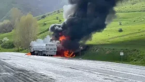 Bitlis'te kafa kafaya çarpışan 2 TIR alev aldı: 2 kişi hayatını kaybetti