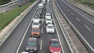 İstanbul-Tekirdağ kara yolunda trafik yoğunluğu