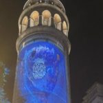Galata Kulesi'nde Sıfır Atık Haftası ile ilgili ışık gösterisi