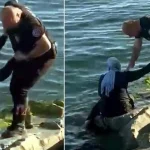 Avcılar'da kayalıklardan denize düştü, polisler kurtardı