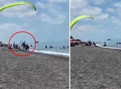 Plajda motorlu paraşüt dehşeti: 3 yaralı
